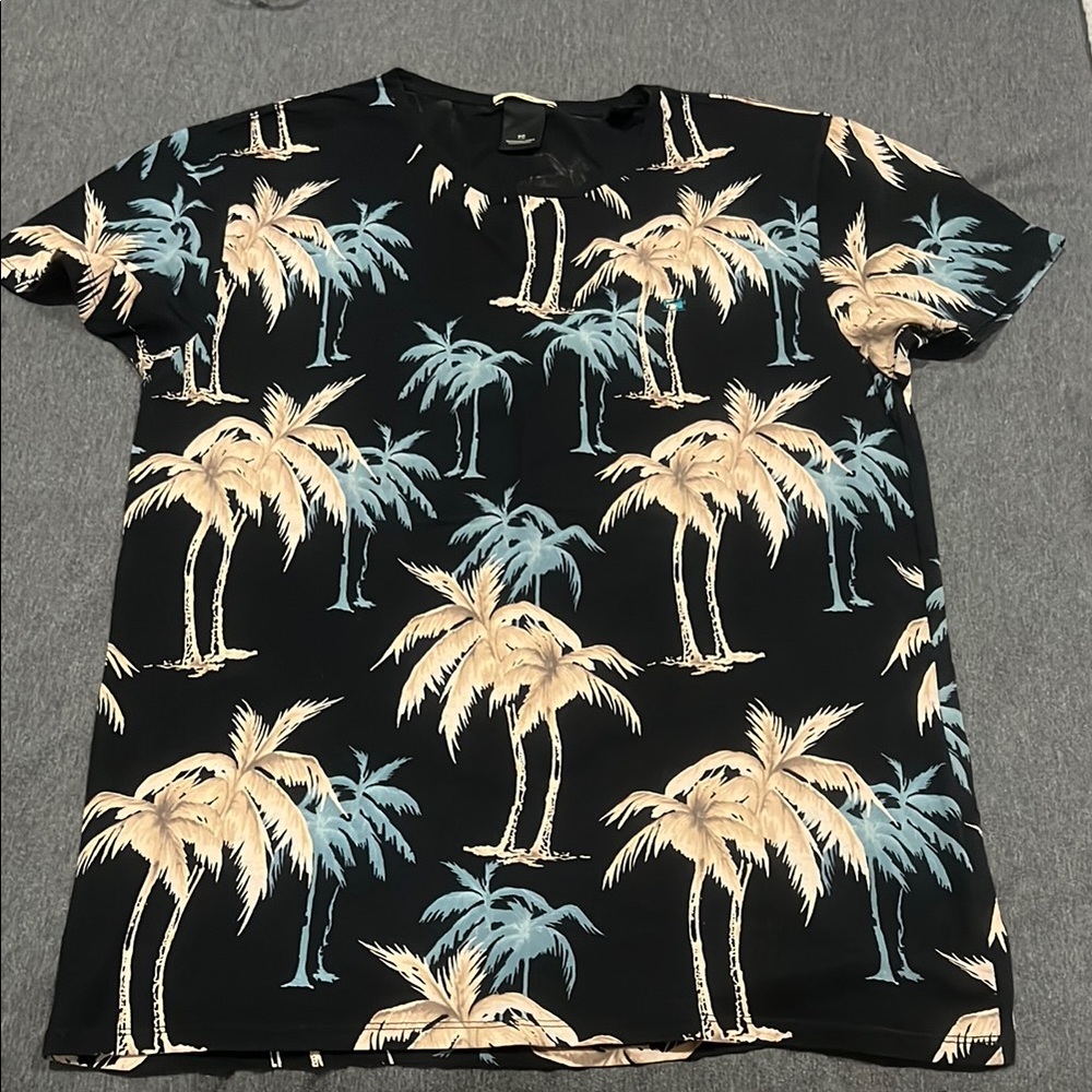 Scotch & Soda Black Palm Tree Short Sleeve Tee